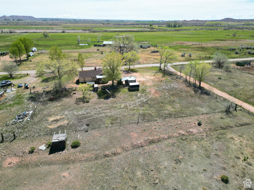 Aerial overview of property's location featuring rural landscape