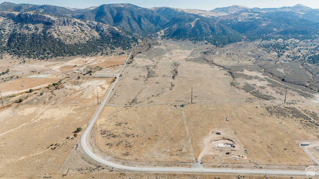 Aerial view of a mountain backdrop