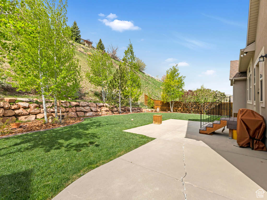 View of yard with a patio
