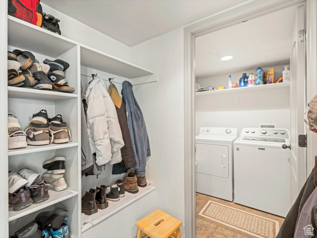 Laundry room with washer and dryer