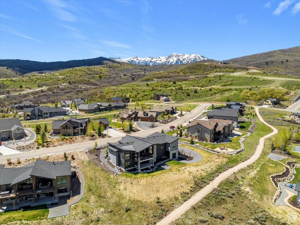 Aerial perspective of suburban area featuring mountains