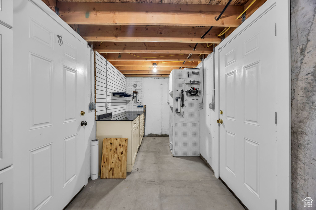 View of unfinished basement