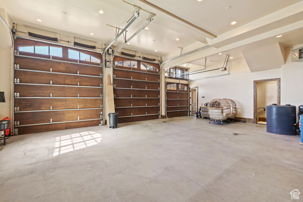 Garage with recessed lighting