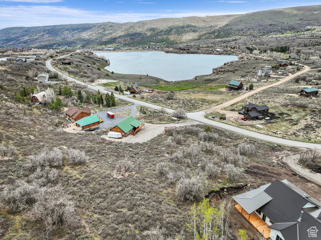 Drone / aerial view of a water and mountain view