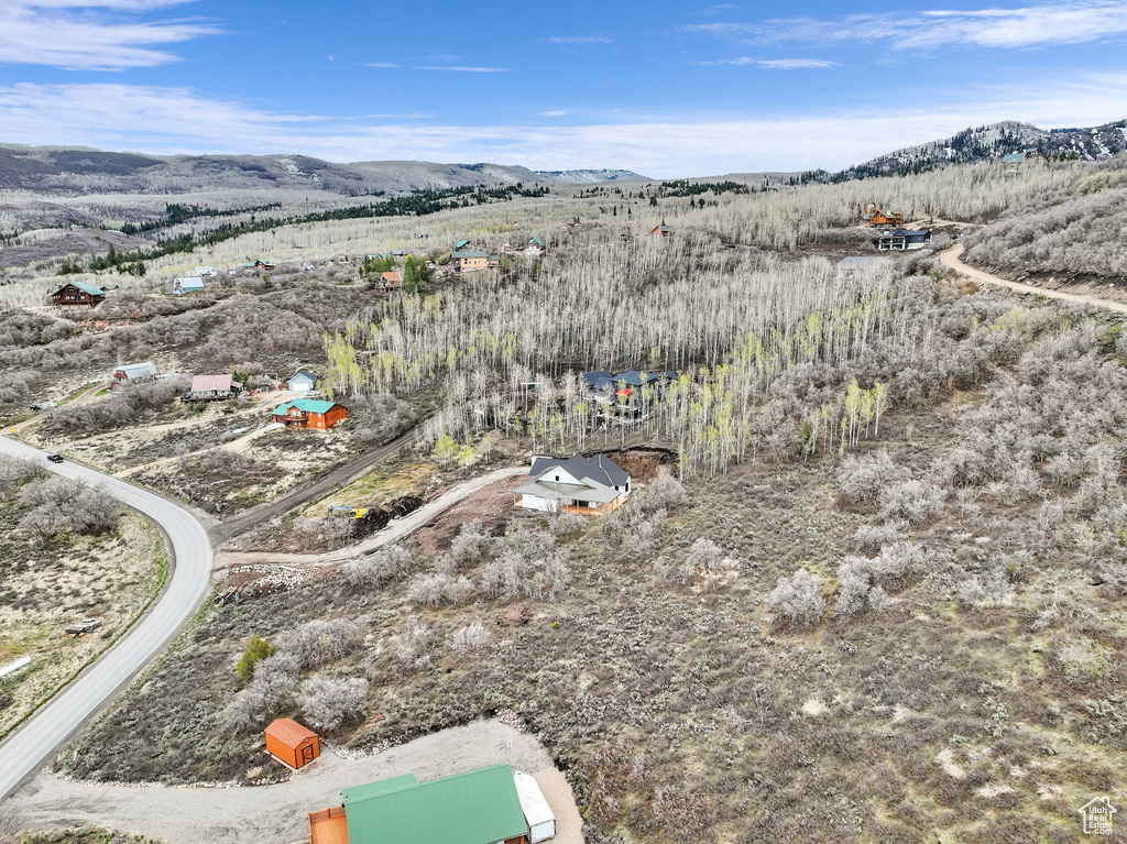 Aerial view of a mountainous background