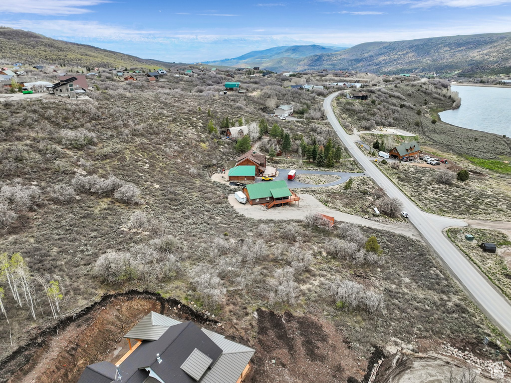 Drone / aerial view of a water and mountain view