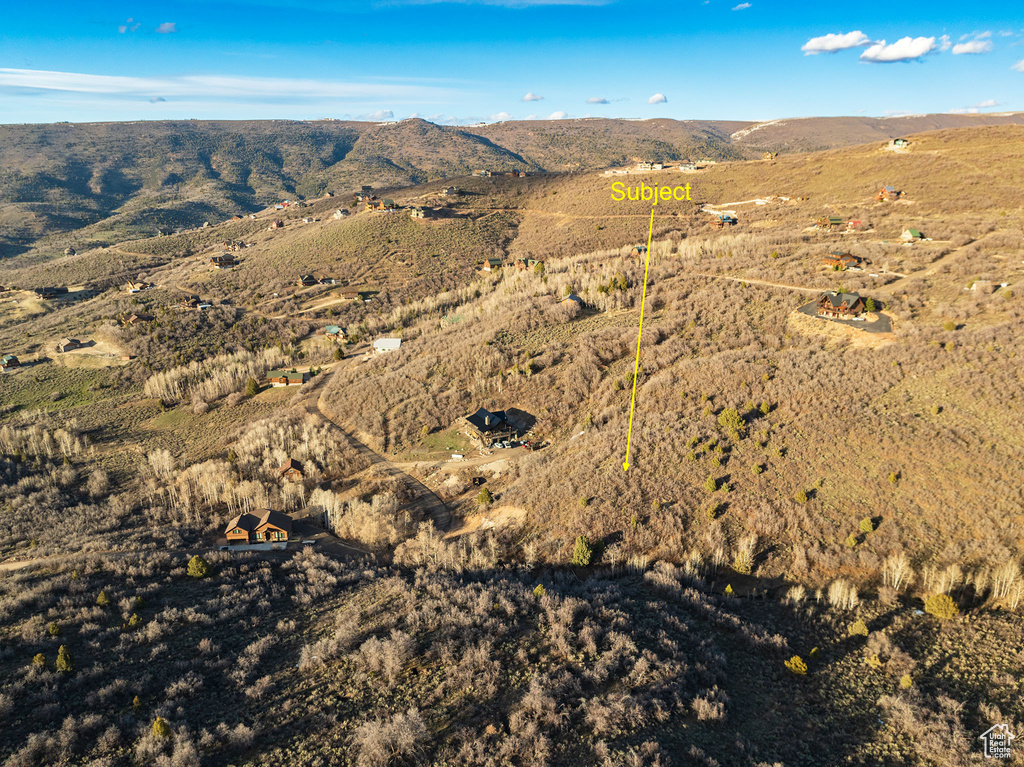 View of property location with mountains and property parcel outlined