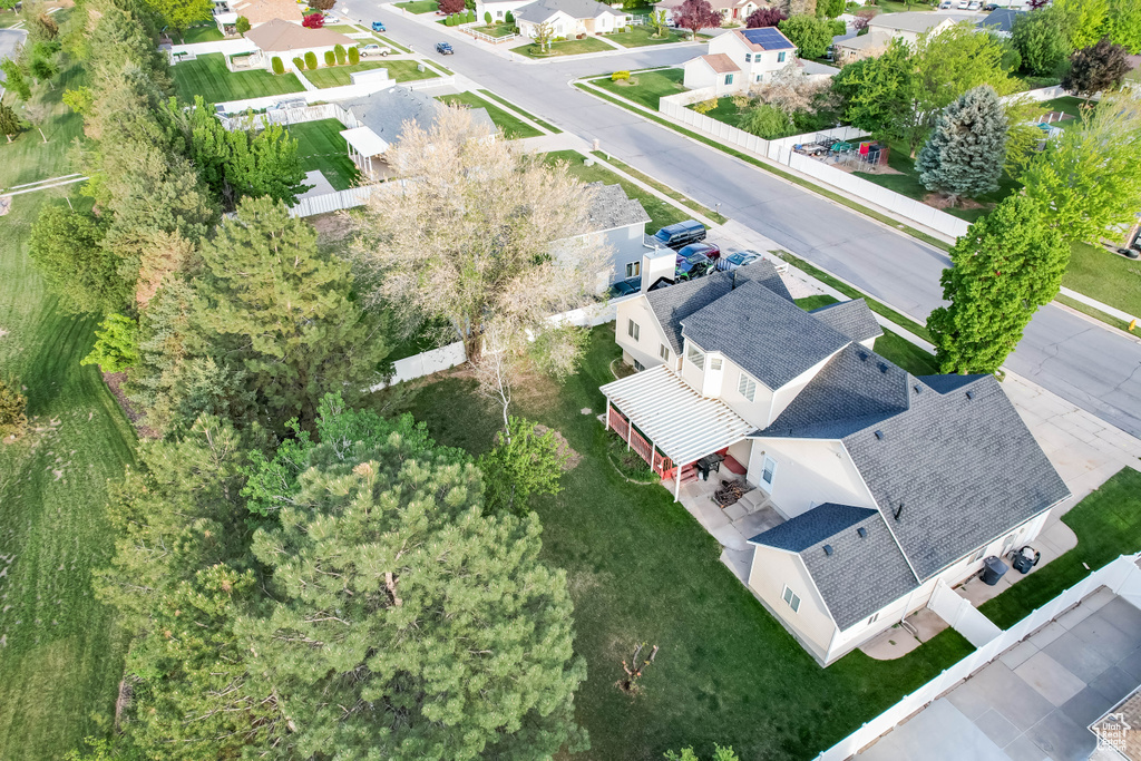 Aerial perspective of suburban area