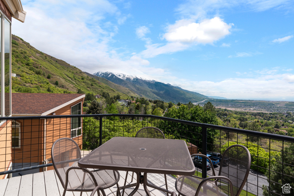 Balcony with a mountain view