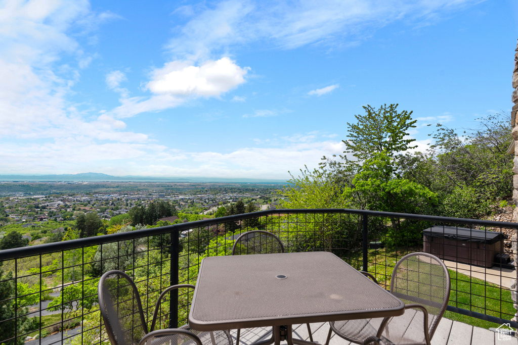Balcony with a mountain view