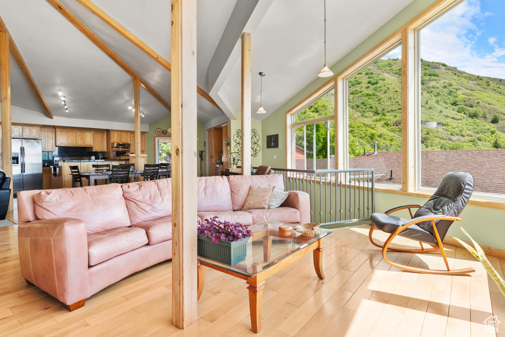 Living room featuring light wood-type flooring