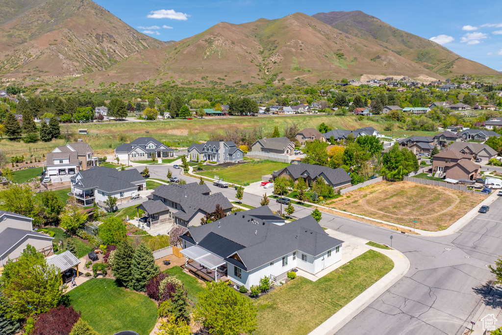 Birds eye view of property featuring a residential view and a mountain view