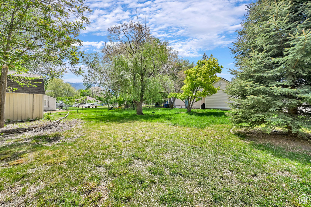 View of yard featuring an outbuilding
