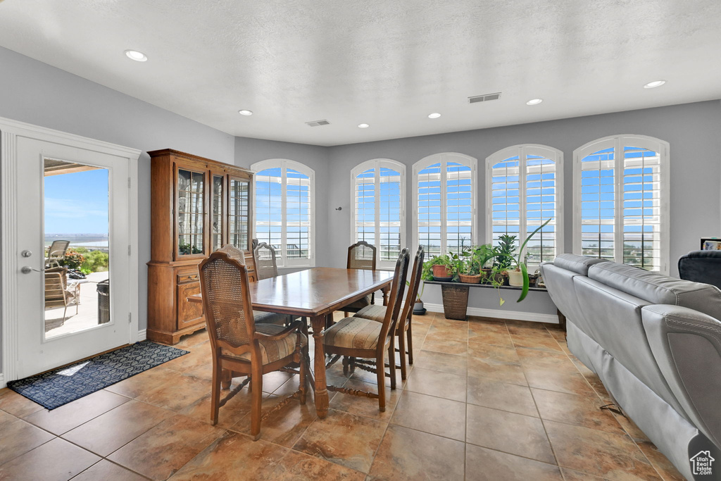 Dining space featuring baseboards, recessed lighting, and visible vents