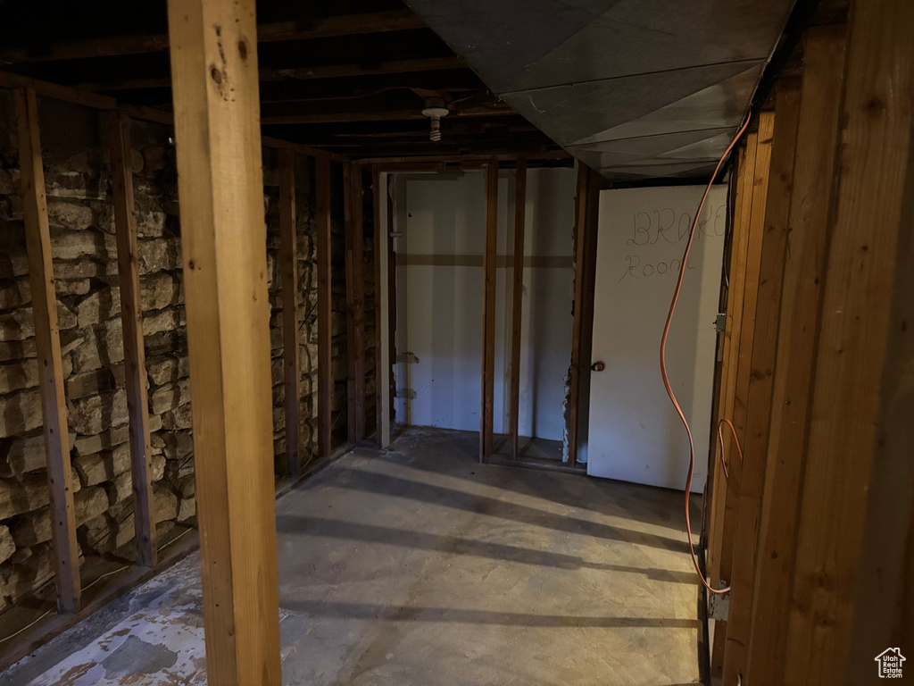 View of unfinished basement
