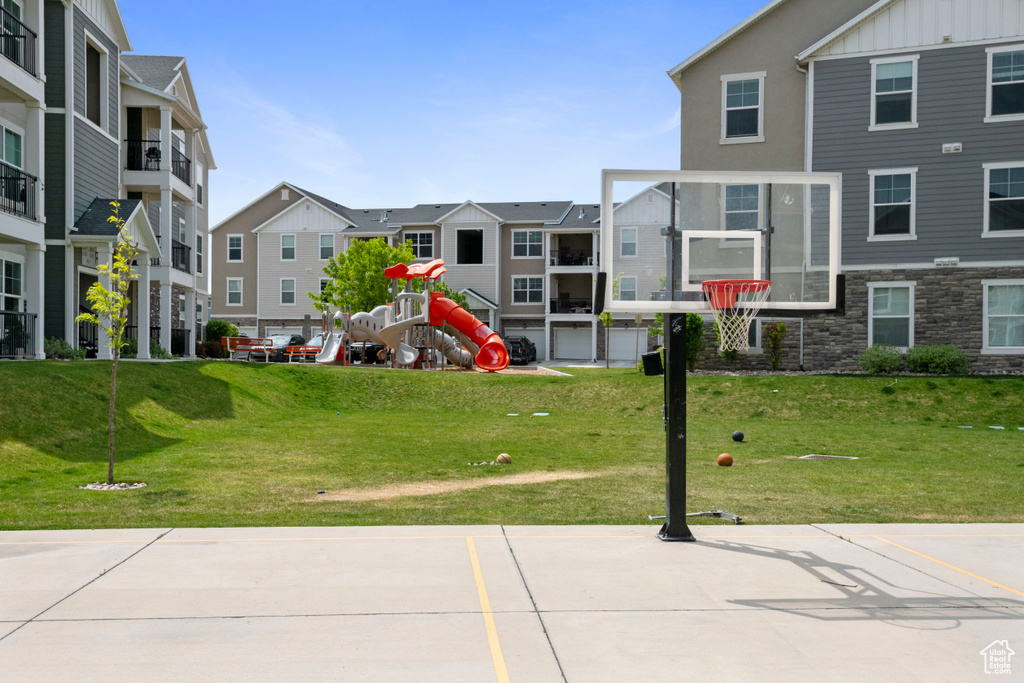 View of sport court featuring a residential view
