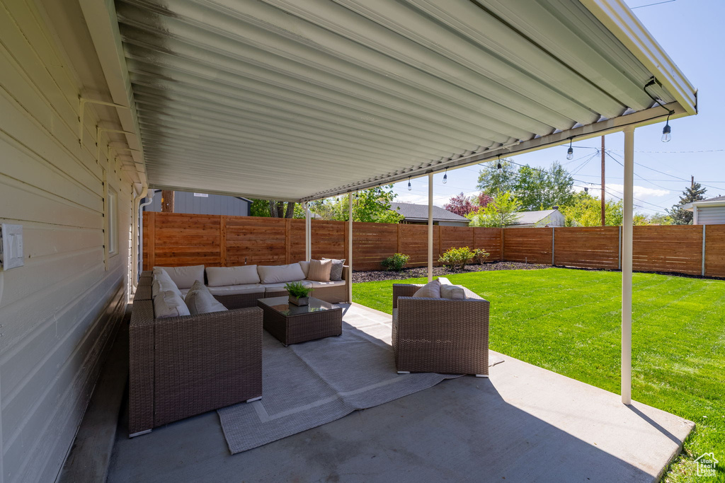 View of patio featuring an outdoor living space