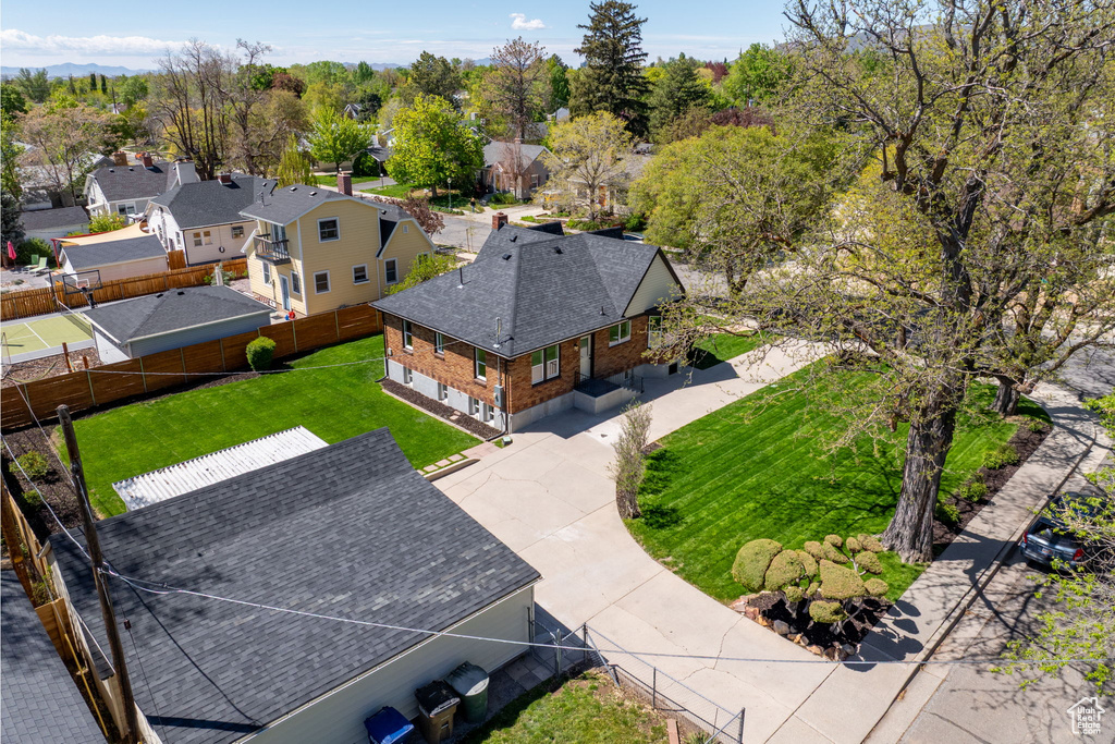 Aerial perspective of suburban area