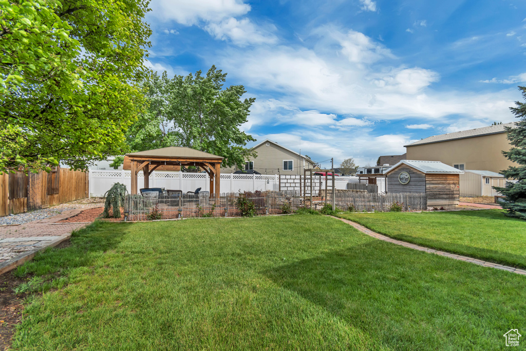 View of yard with a gazebo