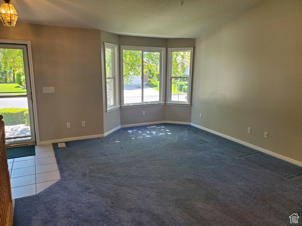 Carpeted spare room with baseboards