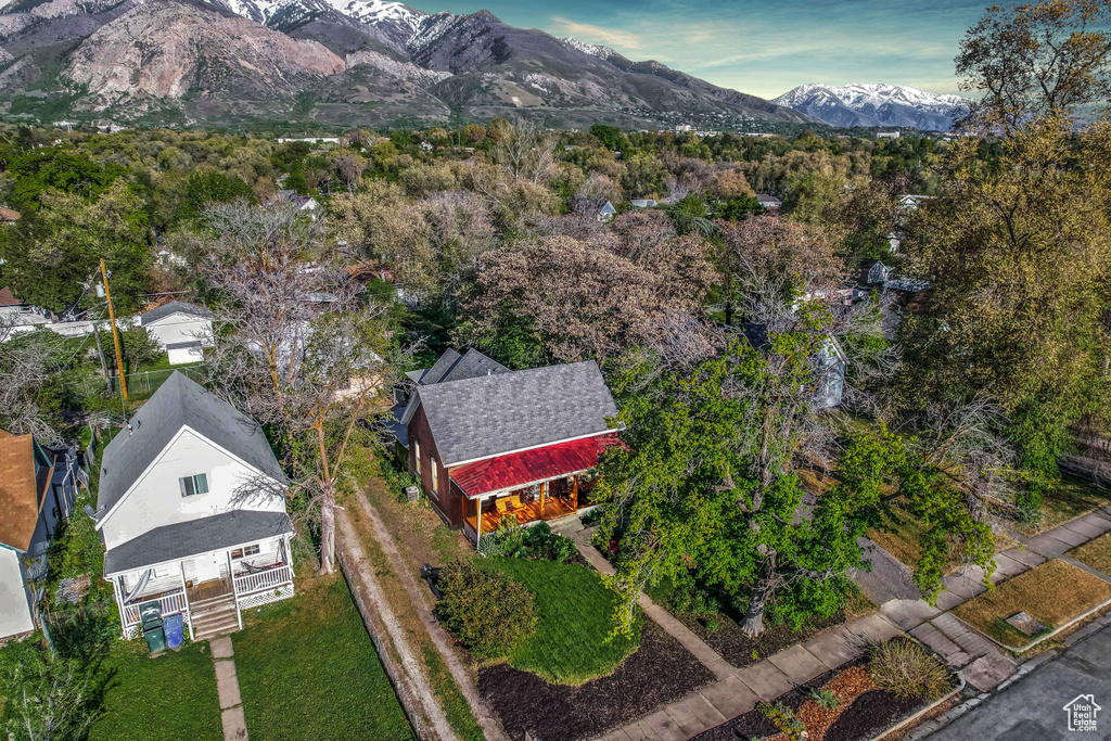 Drone / aerial view with a mountain view