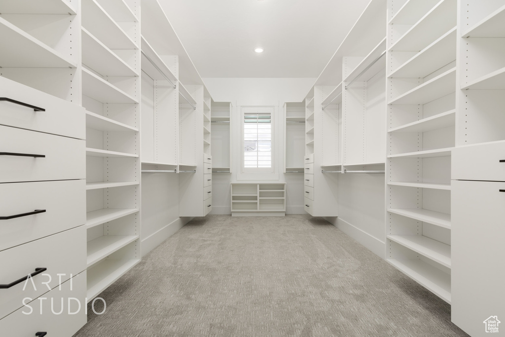 Walk in closet featuring carpet