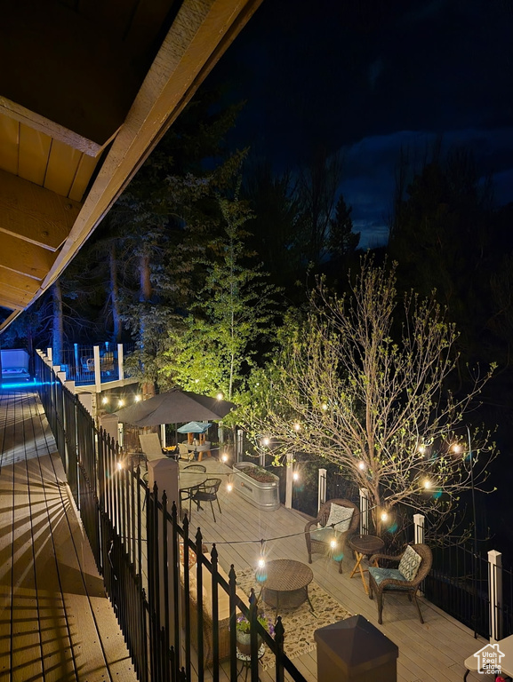 View of balcony at night