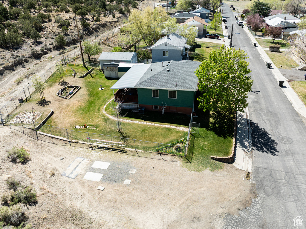 Aerial perspective of suburban area