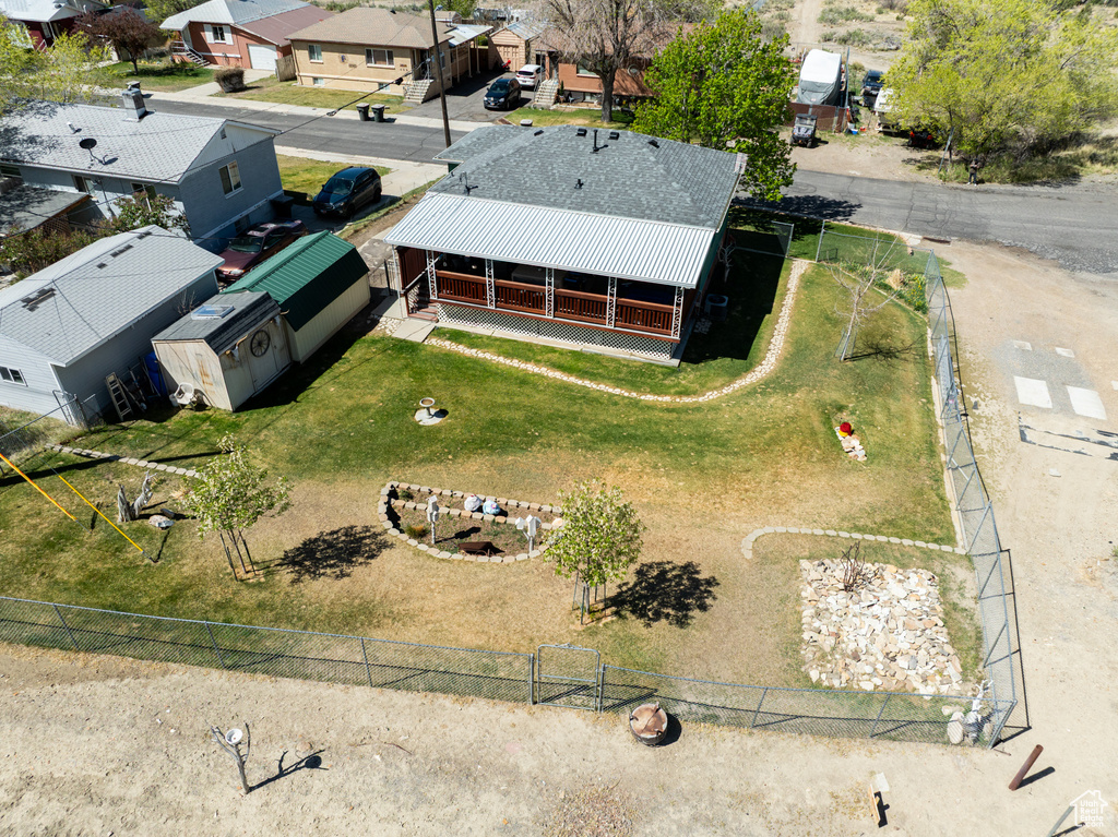 Aerial perspective of suburban area