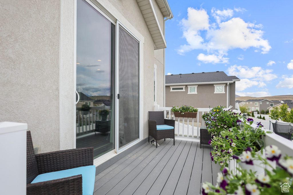 Balcony featuring a residential view