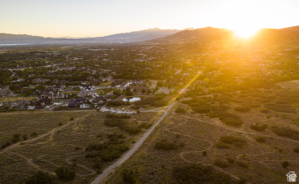 Drone / aerial view of a mountainous background