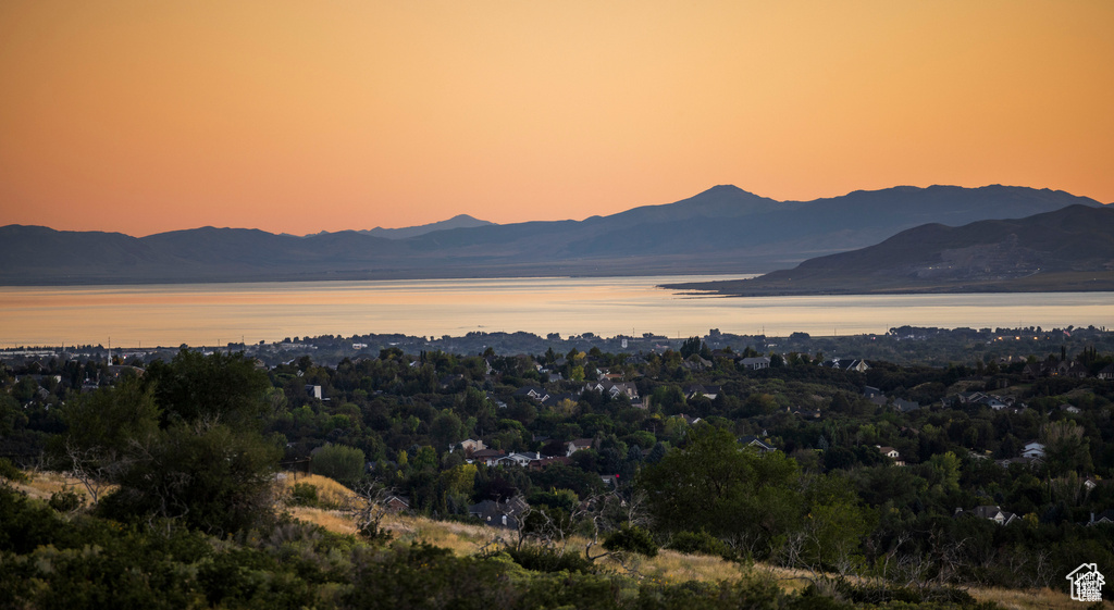 Mountain view featuring a large body of water