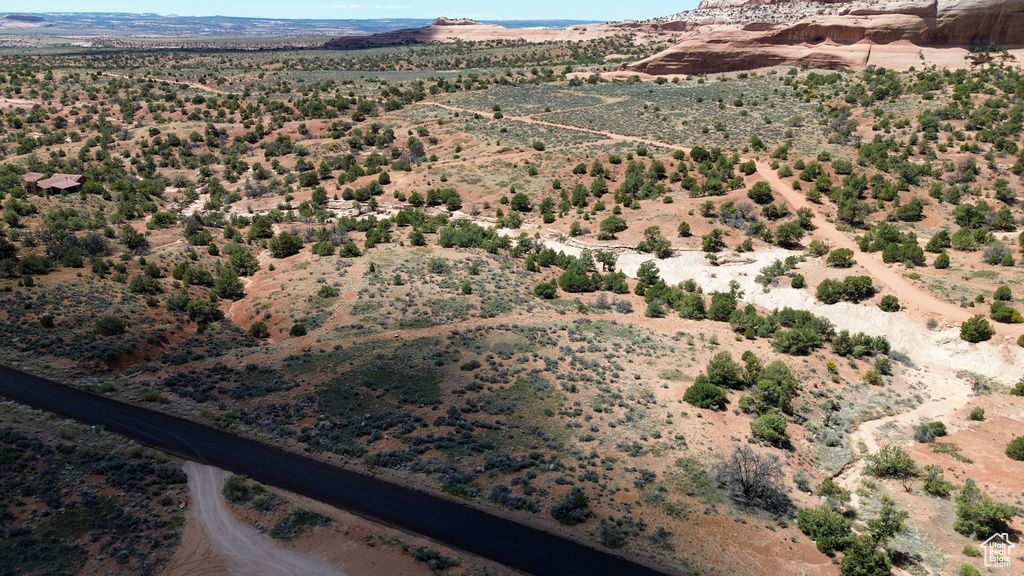 Aerial view of a desert landscape