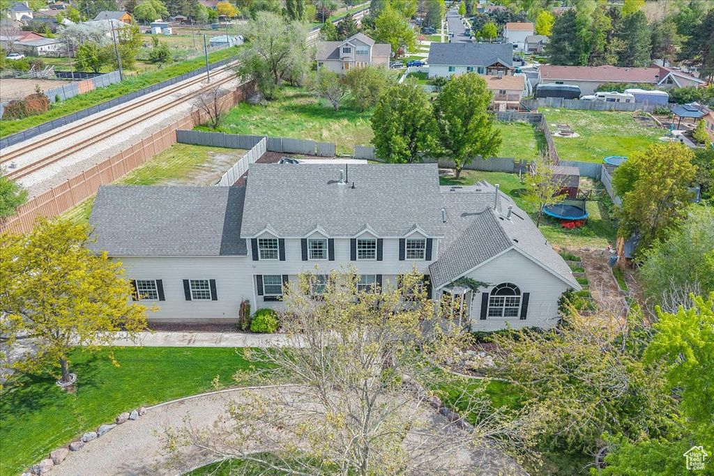 Aerial perspective of suburban area