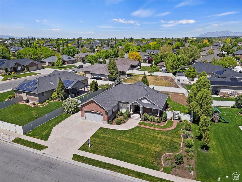 Aerial view of residential area