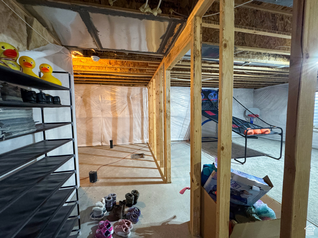 View of unfinished basement