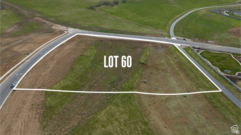 Aerial overview of property's location featuring property boundaries highlighted