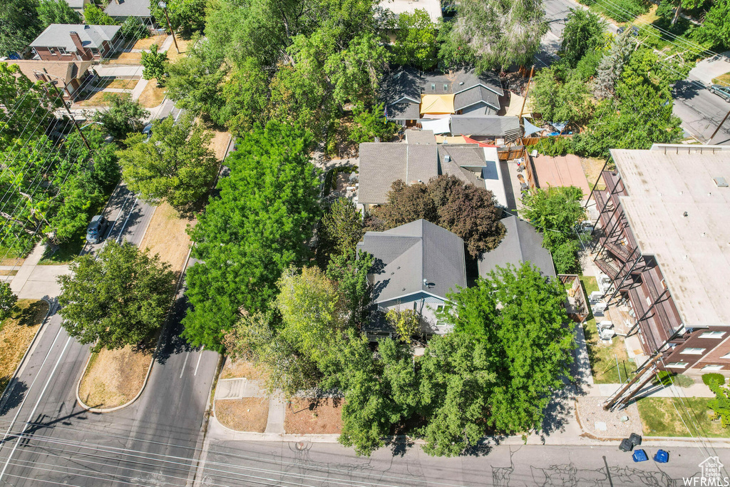 Aerial perspective of suburban area