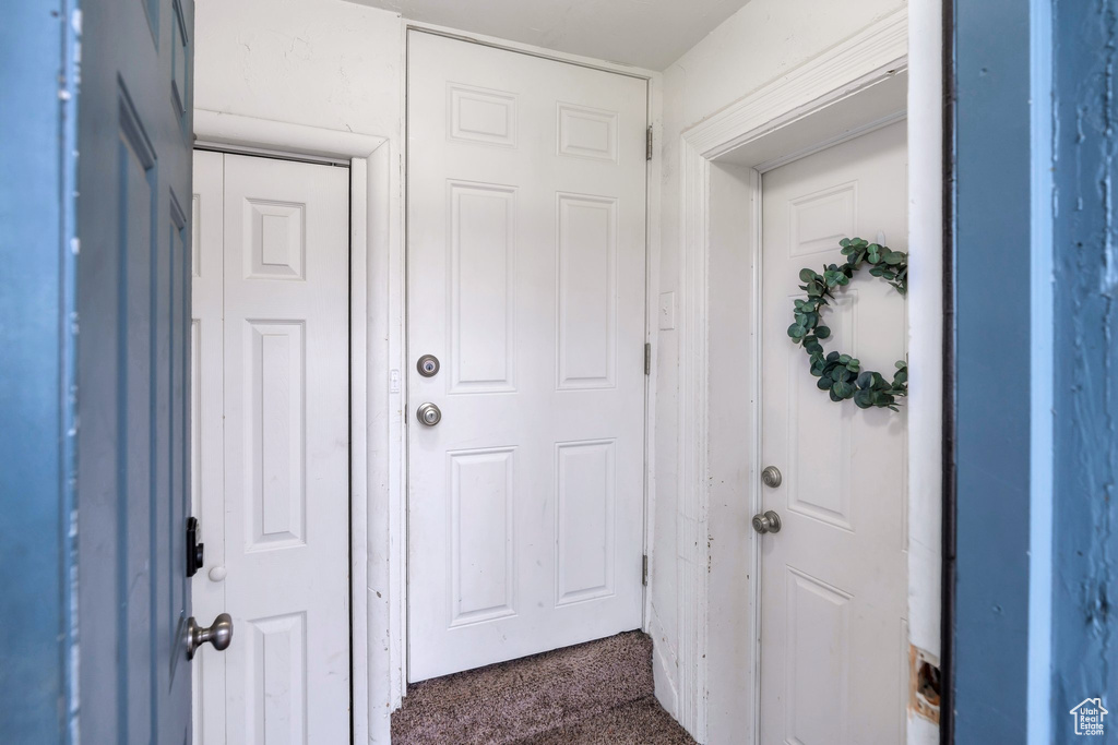 Entryway with carpet floors