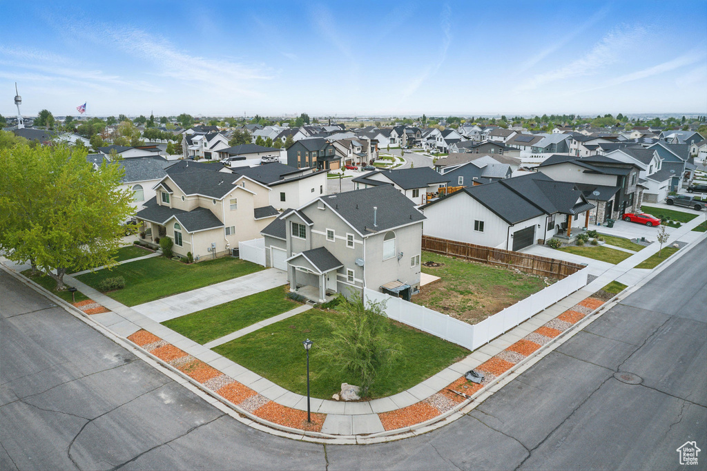 Aerial perspective of suburban area