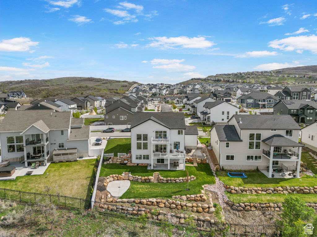 Aerial perspective of suburban area