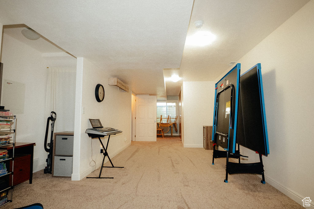 Hall with carpet and baseboards