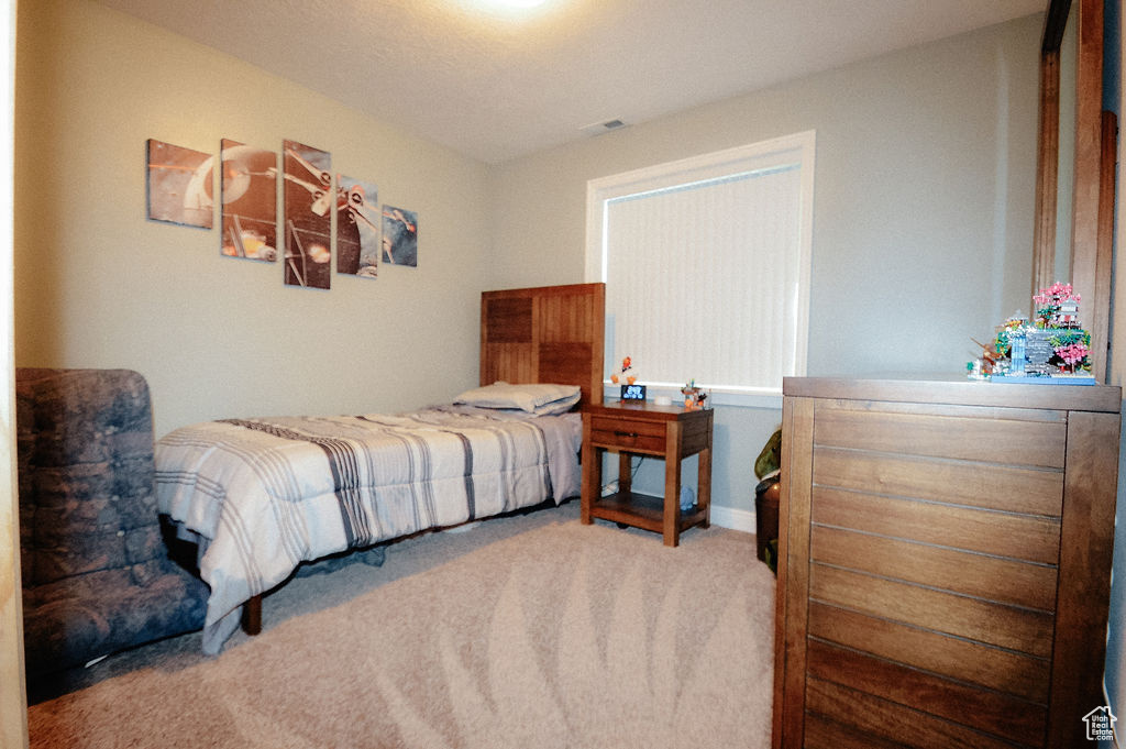 Bedroom with carpet floors