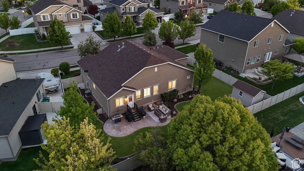 Aerial perspective of suburban area