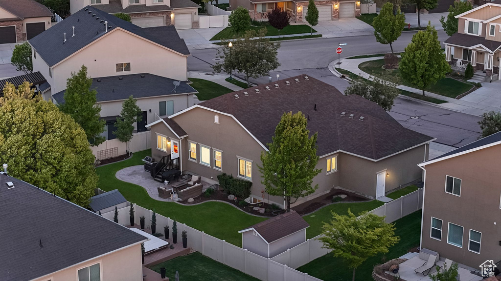 Aerial perspective of suburban area