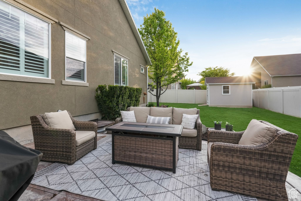 View of patio featuring an outdoor living space