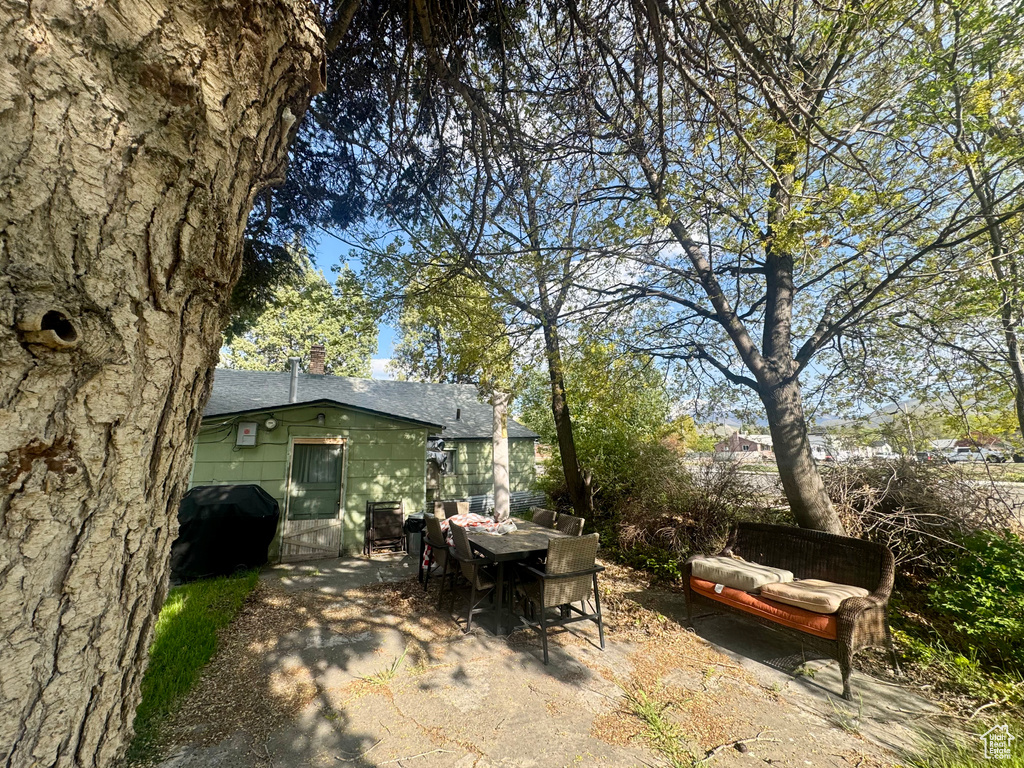 View of patio featuring outdoor dining area