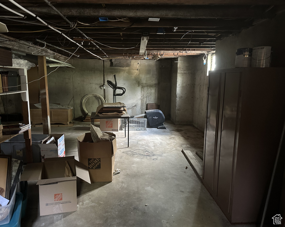 View of unfinished basement