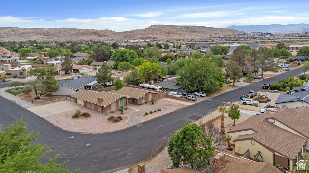 Aerial view with a mountain view and a residential view