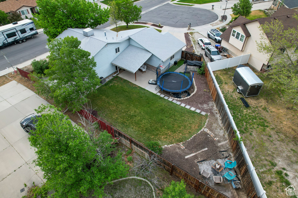 Aerial perspective of suburban area